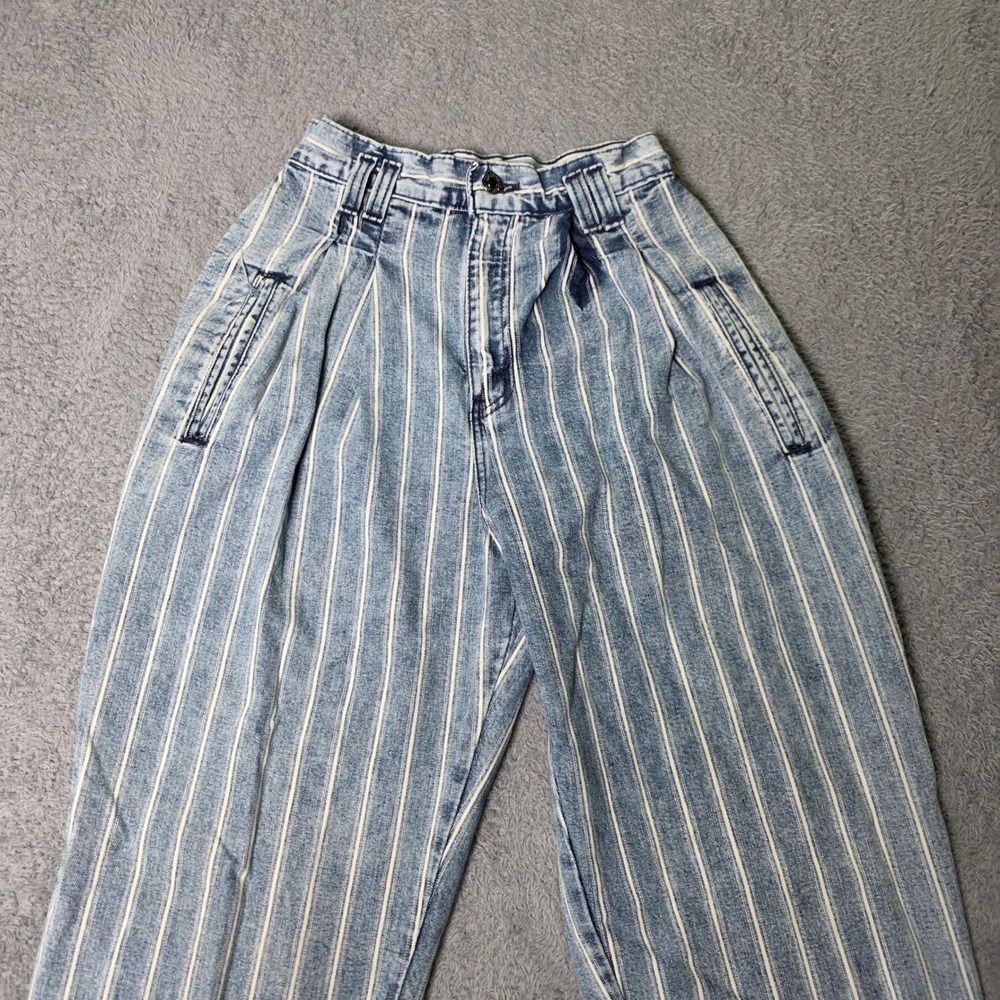 Levi's Women 3 Pants Blue Pinstripe High Pleatd Tapered Denim 90s USA 57950-8619
